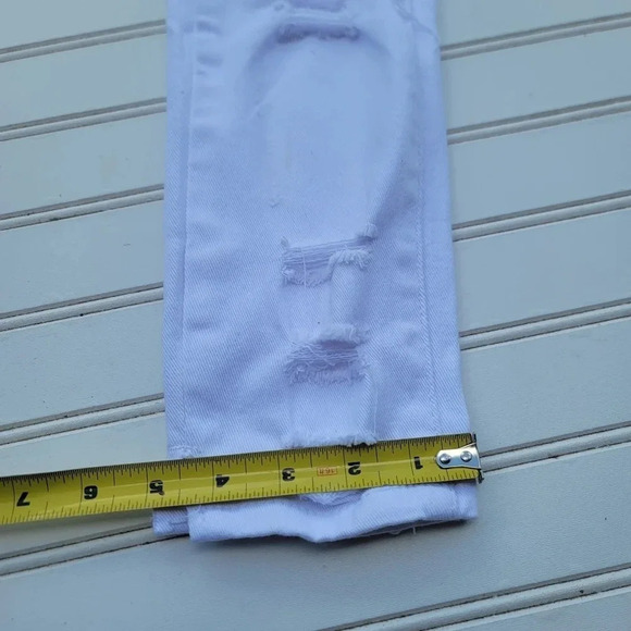 VIP Jeans Womens Skinny White Stretch Distressed High Waist 30x24 Denim 5/6 - Picture 4 of 9